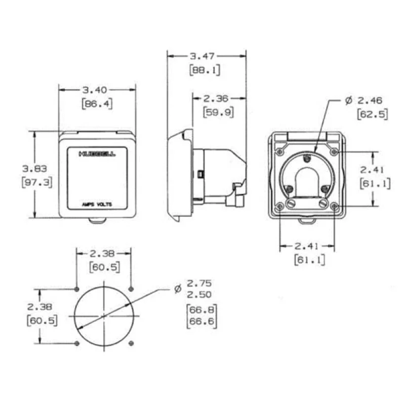 Hubbell 220V standart marin priz 50 Amper