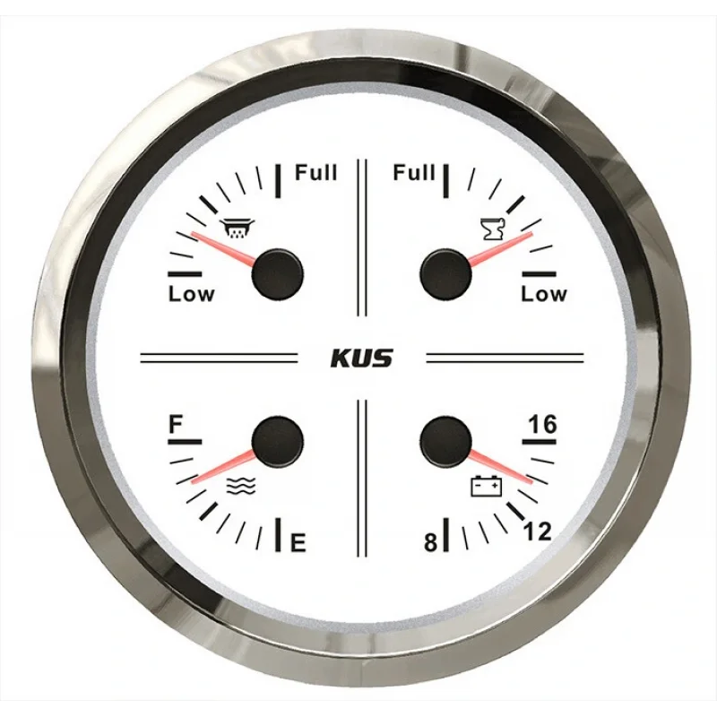 KUS Temiz Su + Pis Su + Gri Su + 12V Voltmetre 4lü Gösterge 111mm