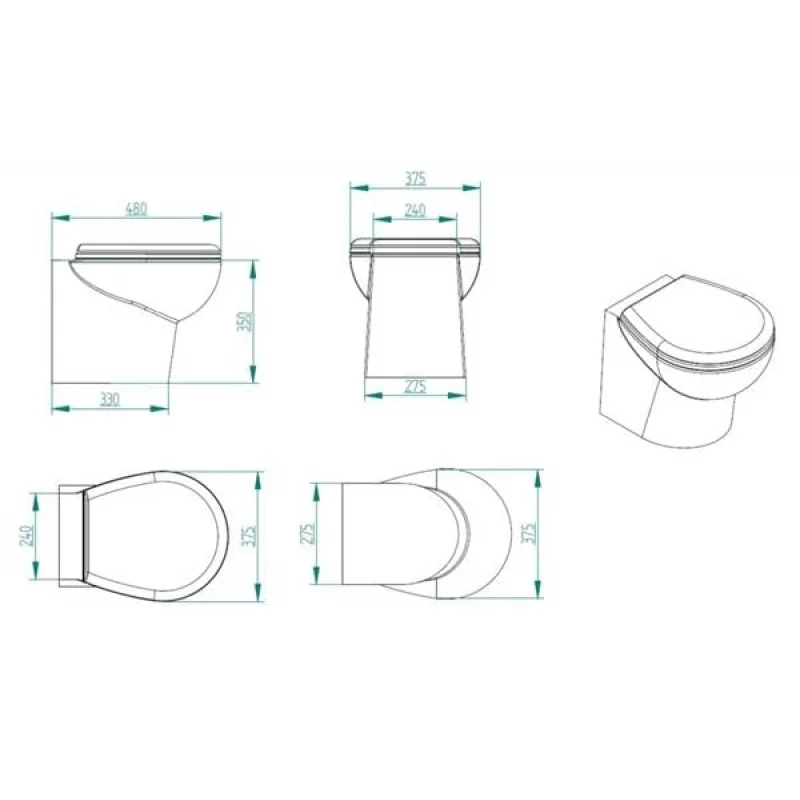 Match 24V Beyaz Kısa Taş Thr.Kitli Tuvalet