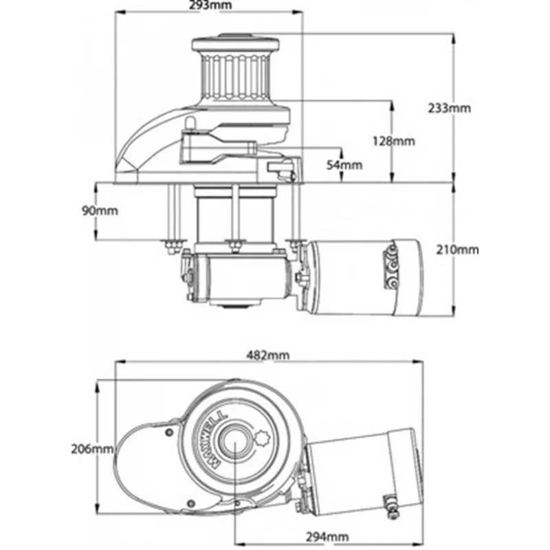 Maxwell RC12-12 Serisi 1200W 12/24 V 12mm Tamburlu Hidrolik Dik Irgat Çekme Gücü : 1590 kg