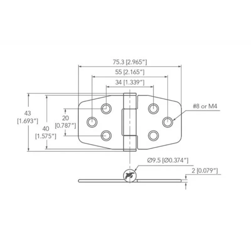 Menteşe Paslanmaz Çelik 76x40 mm