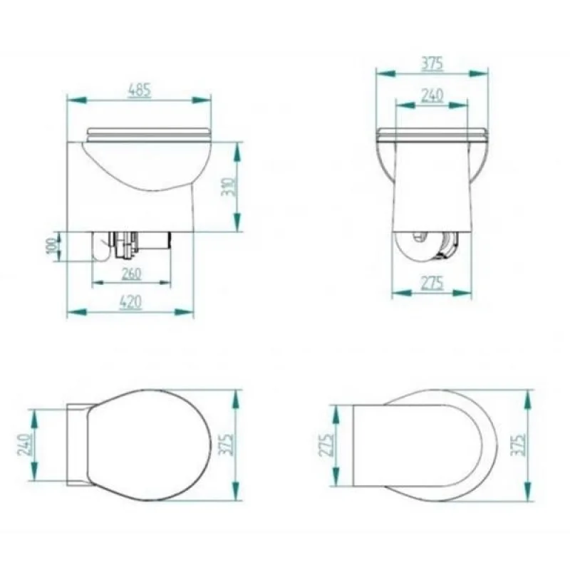 Smart 24V Beyaz Kısa Taş Taharet Kitli Tuvalet