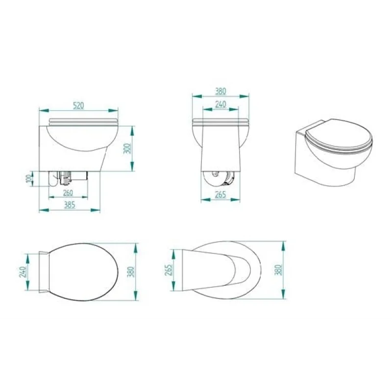 Planus Stilo Plus 12V Beyaz Kısa Taş Taharet Kitli Tuvalet