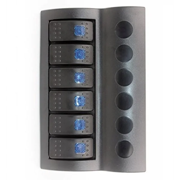 BFY Marin Otomatik Sigortalı Switch Panel, 6 Anahtar, Mavi