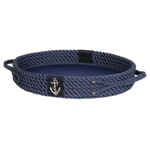 CaptainRA Deri Tabanlı Tepsi (Oval) Lacivert