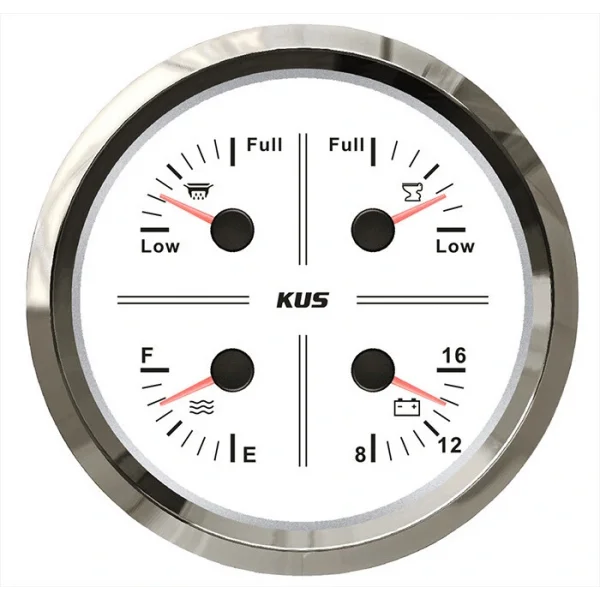 KUS Temiz Su + Pis Su + Gri Su + 12V Voltmetre 4lü Gösterge 111mm