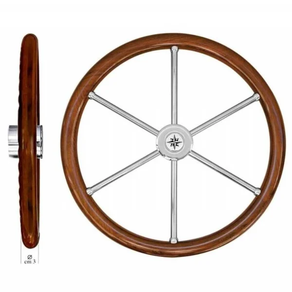 SAVORETTI T6N Modern Teak Dümen Simidi - 40cm