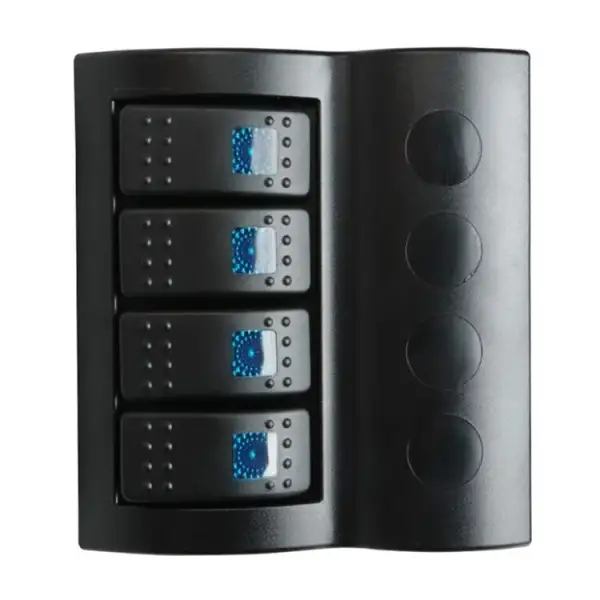 BFY Marin Otomatik Sigortalı Işıklı Switch Panel, 4 Anahtar, Mavi