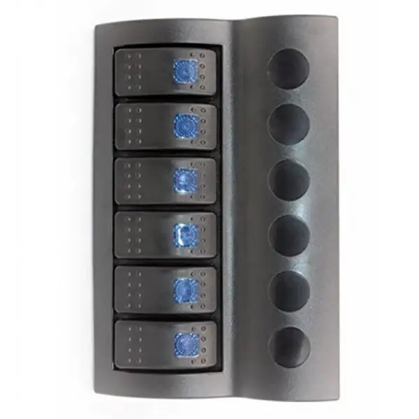 BFY Marin Otomatik Sigortalı Switch Panel, 6 Anahtar, Mavi