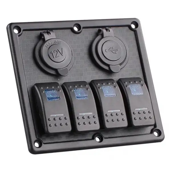 BFY Sigortalı Switch Panel USB + 12V Çakmaklık, 4 Anahtarlı