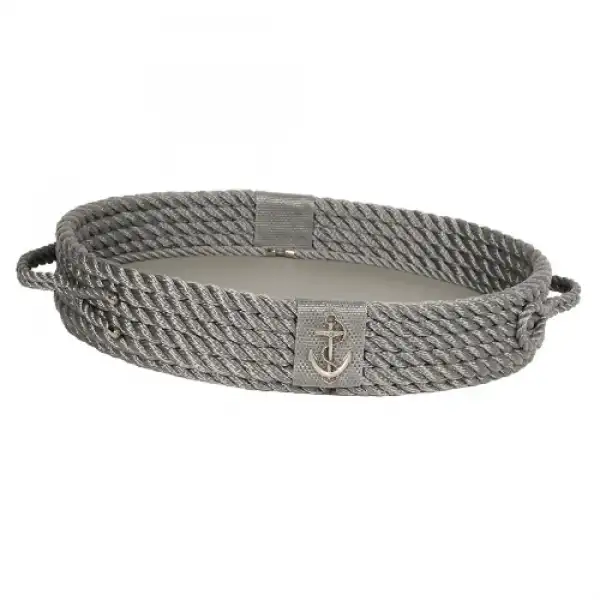 CaptainRA Deri Tabanlı Tepsi (Oval) Gri