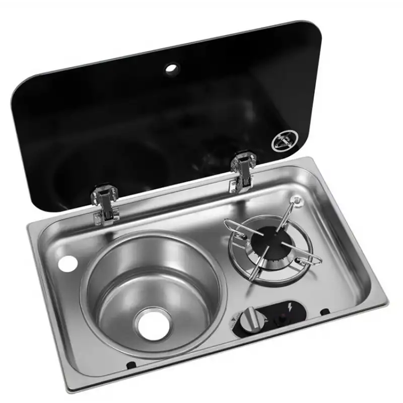 Navy Load Cam Kapaklı Ocak ve Sol Evye NL24001