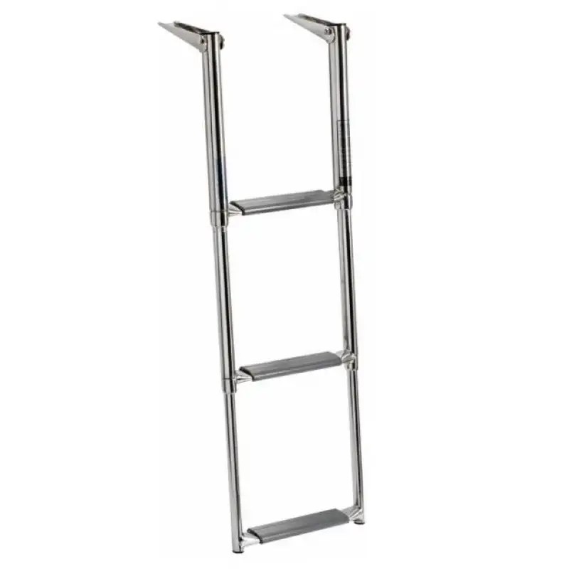 Teleskopik Krom Tekne Merdiveni 4 Basamaklı, Boy 110cm