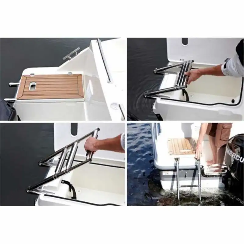 Teleskopik Krom Tekne Merdiveni 4 Basamaklı, Boy 110cm