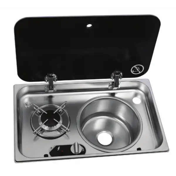 Navy Load Cam Kapaklı Ocak ve Sağ Evye NL24000