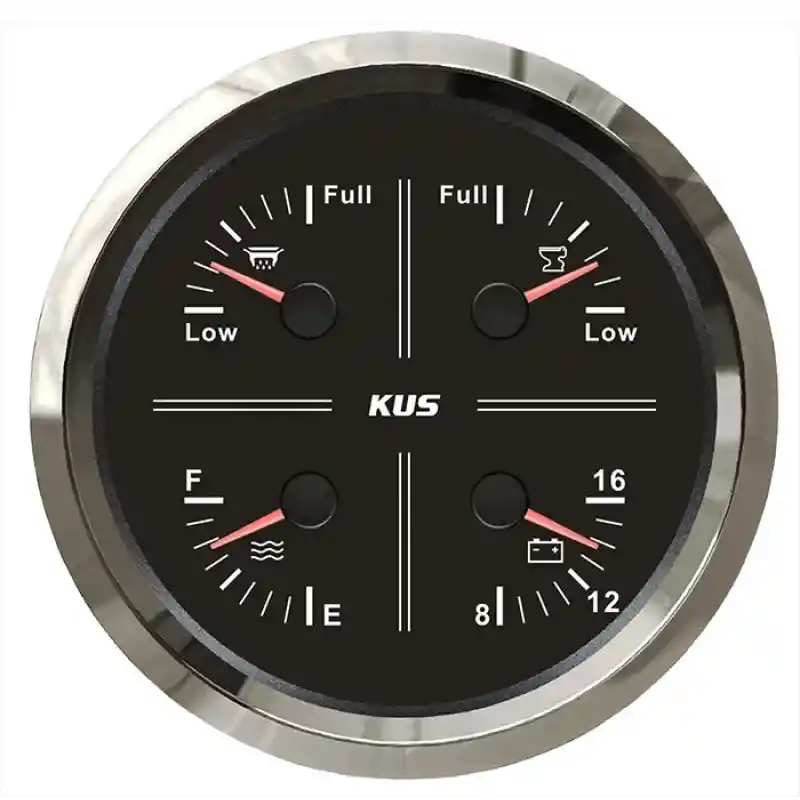 KUS Temiz Su + Pis Su + Gri Su + 12V Voltmetre 4lü Gösterge 111mm - Beyaz