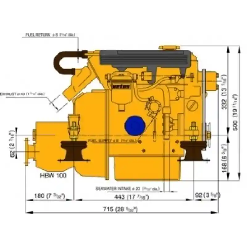 Vetus Diesel Deniz Motoru, 27 HP (20 kW)