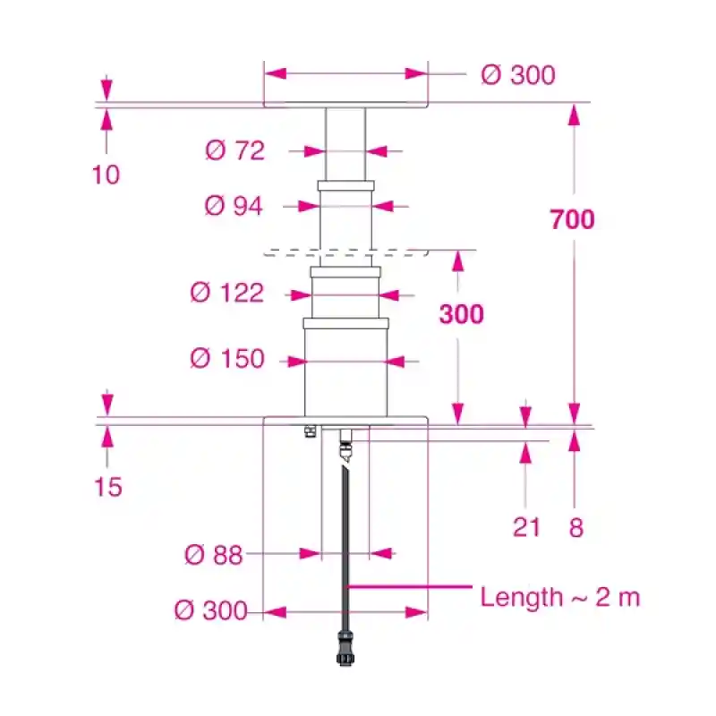 Barka Elektrikli Masa Ayağı. 24V. 3 Kademe - 700mm