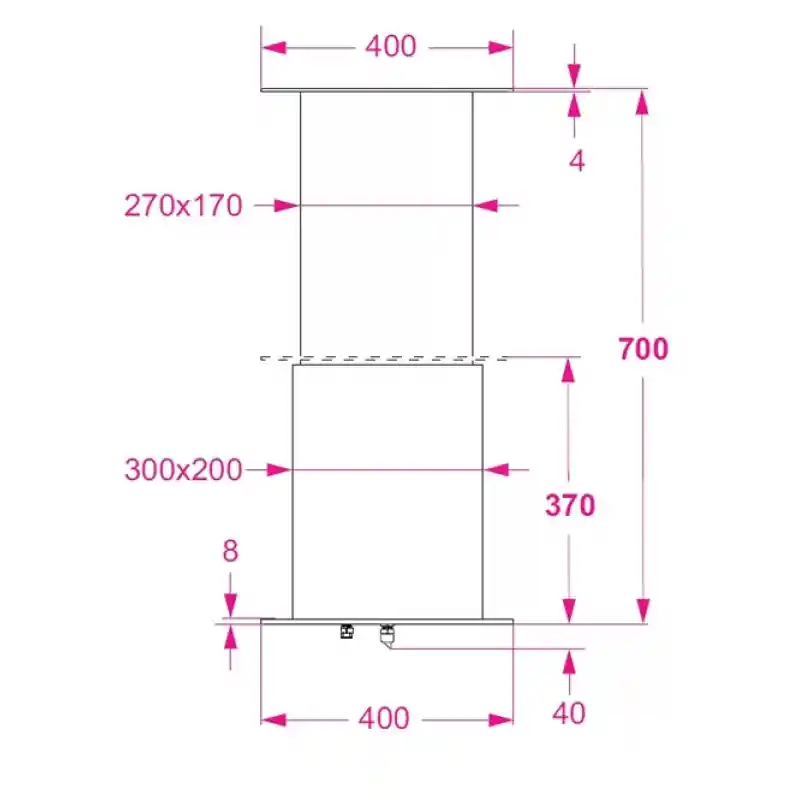 Barka Elektrikli Masa Ayağı Paslanmaz Çelik 24V.Tek Kademe 700mm