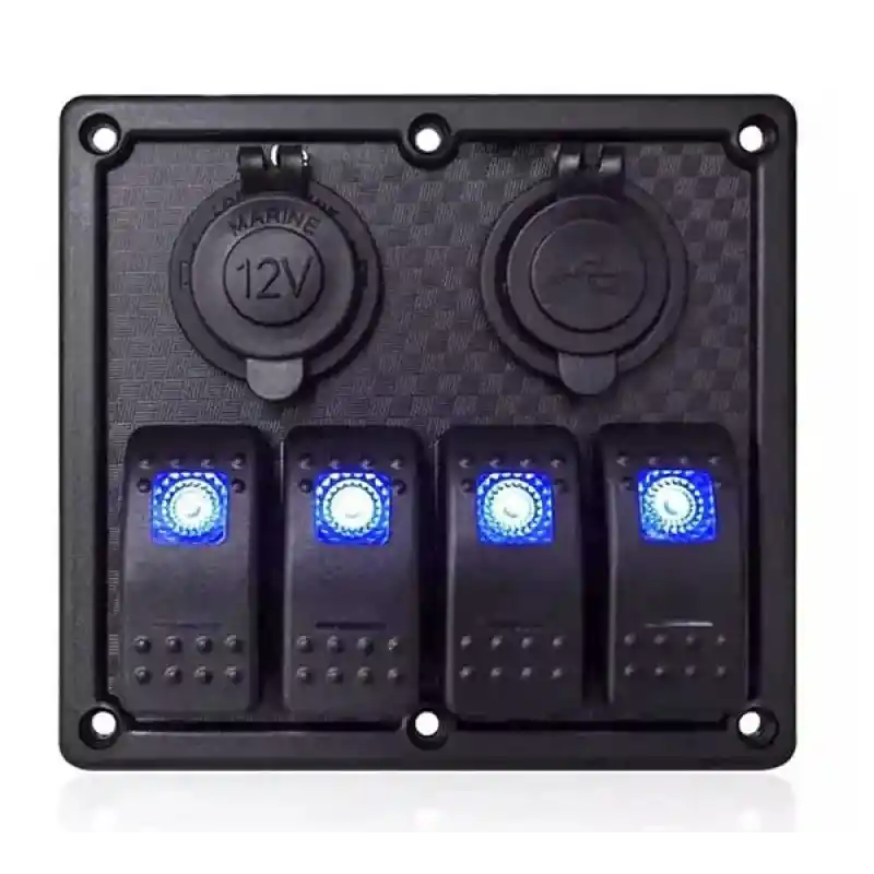 BFY Sigortalı Switch Panel USB + 12V Çakmaklık, 4 Anahtarlı
