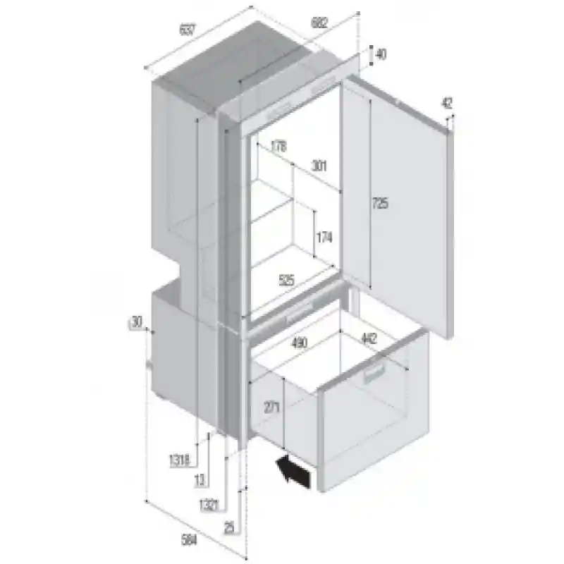 Buzdolabı/dondurucu. Model Dw250 Ocx2 Btx