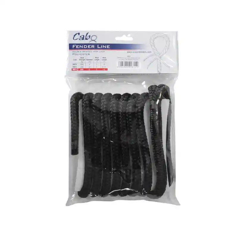 Cabo Usturmaça Line, Double Braided, W/ Loop, Diam. 10mm, L 2M, Polyester, Siyah