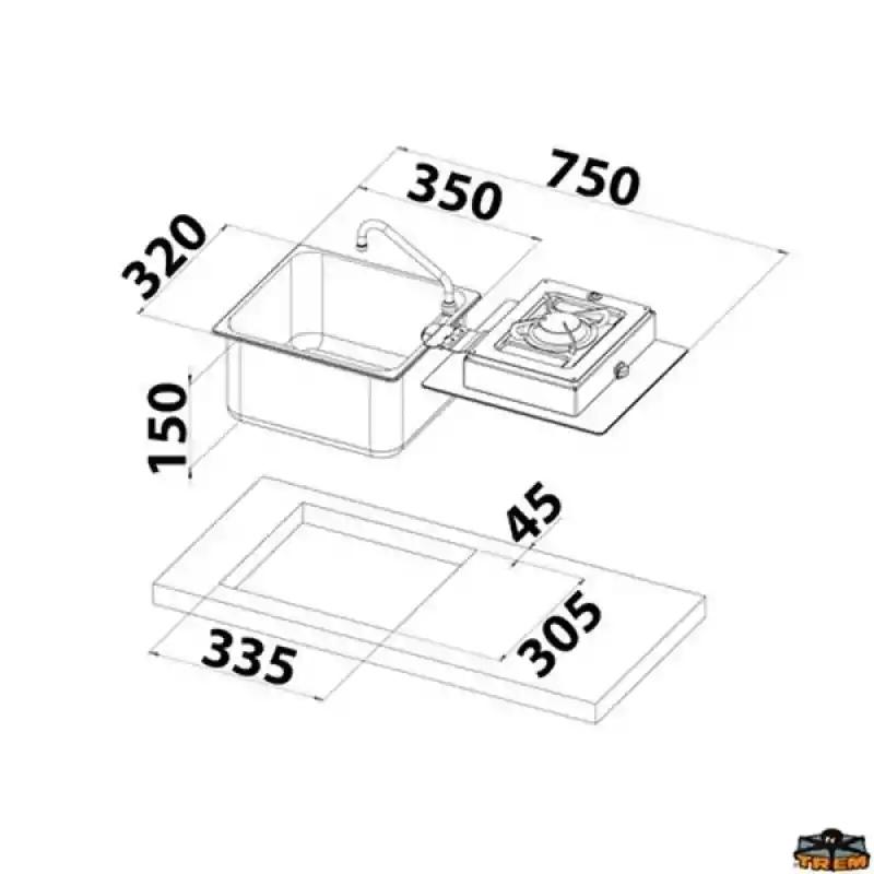 CAN LC1710-S-FP Kare Evyeli Musluklu Ocak