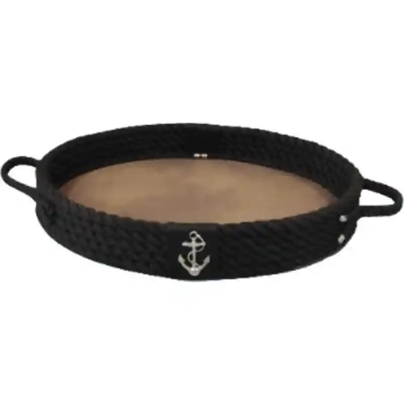 CaptainRA Deri Tabanlı Tepsi (oval) Siyah
