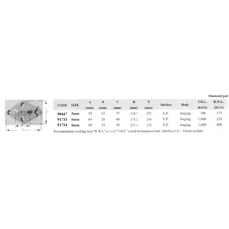 Dıamod Pad W/ Rıng Staınless Steel Dıam 6 mm