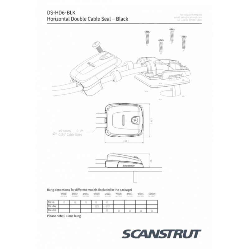 DS-HD6-BLK ÇİFTLİ KABLO ÇIKIŞI, SİYAH, 6-10MM