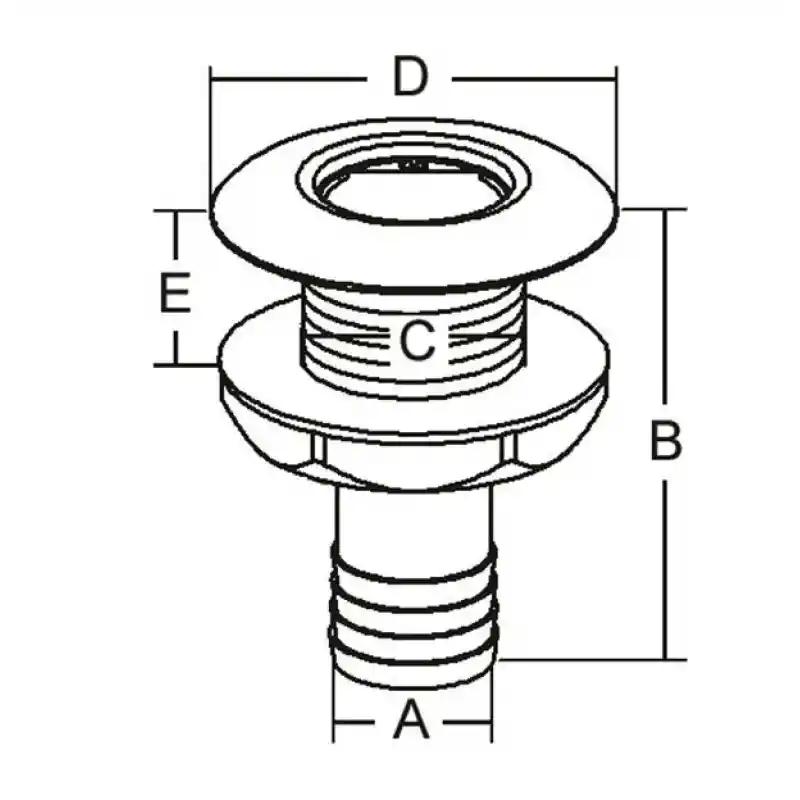 Firar. 19 mm. AISI 316 paslanmaz çelik.