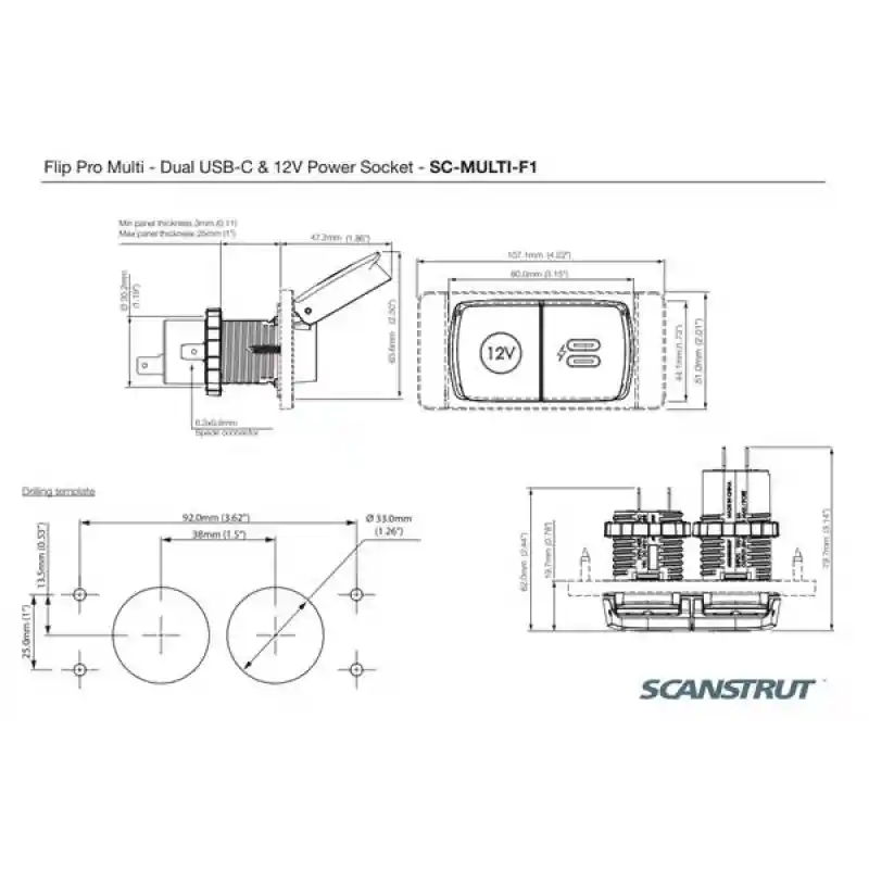 Flip Pro SC-Multi -F1 Çiftli Type-C/12V Soket