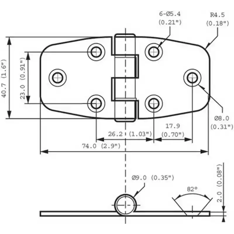 Kapaklı Menteşe 37x76 Mm