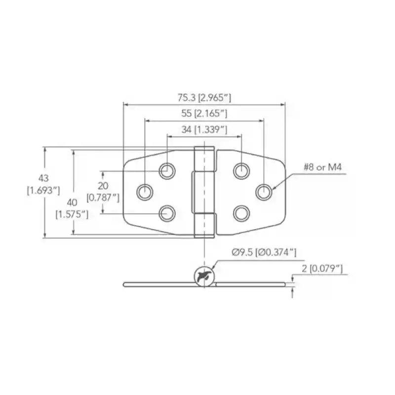Menteşe Paslanmaz Çelik 76x40 mm