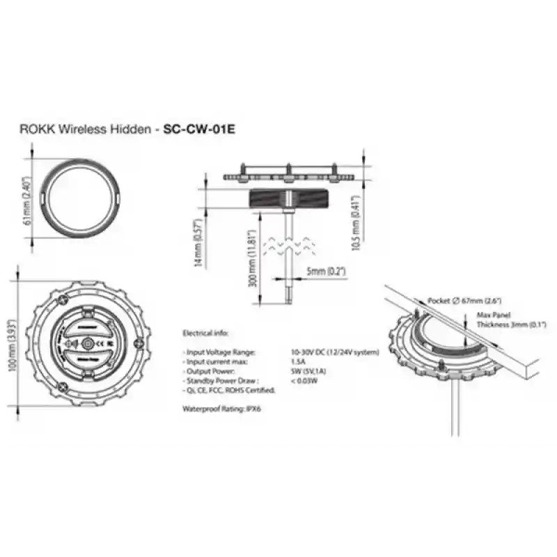 Rokk Wireless SC-CW-01E  Hidden Şarj Ünitesi