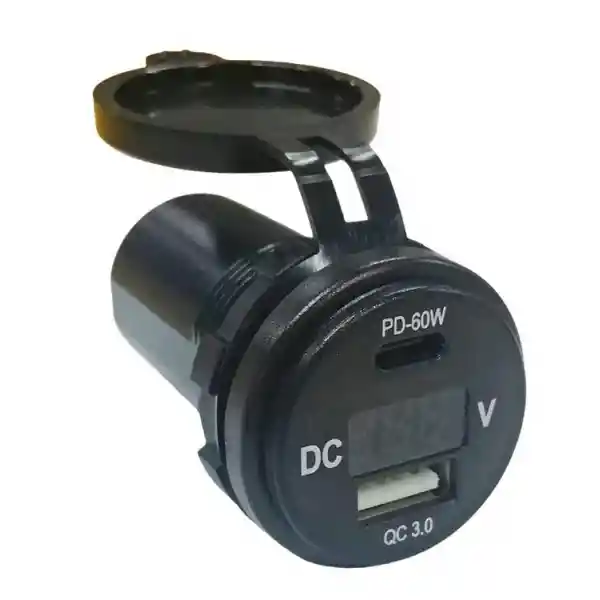 USB + Type-c + Voltmetre 12-24V Şarj Soketi