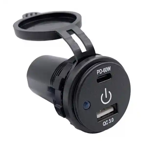 Dokunmatik Switchli USB + Type-c 12-24V Şarj Soketi