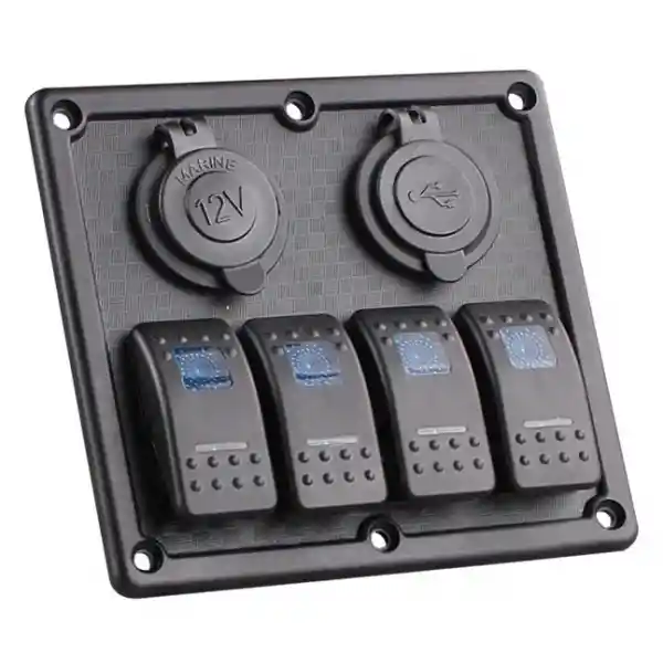 BFY Sigortalı Switch Panel USB + 12V Çakmaklık, 4 Anahtarlı