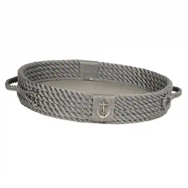 CaptainRA Deri Tabanlı Tepsi (oval) Gri