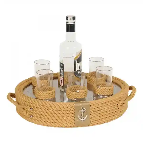 CaptainRA Rakı Bardaklı Tepsi Krem