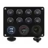 Switch Panel, 8 Anahtarlı, Voltmetre ve USB Şarjlı