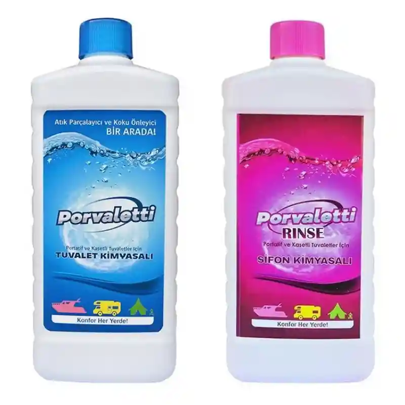 Porvaletti Portatif Tuvalet Kimyasalı 2li Set (atık Parçalayıcı ve Koku Giderici)