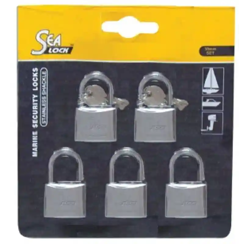 Asma Kilit Seti 5Li, 30mm., Birleşik Anahtarlı