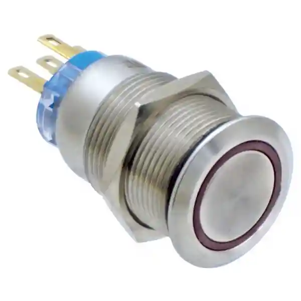 Push Button Switch W/Led Ring,On/Off/On,İnox304,12V Dc 5A,Kırmızı