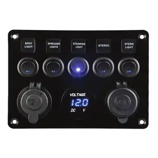  Switch Panel, 5 Anahtarlı, Voltmetre ve USB Şarjlı