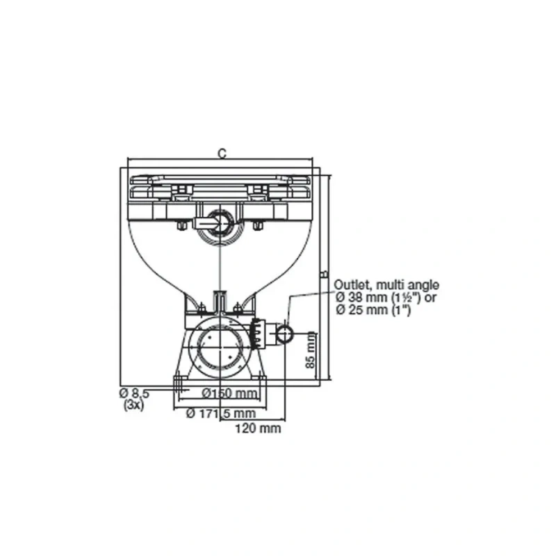 Matromarine Büyük Taş Elektrikli 12V Marin Tuvalet