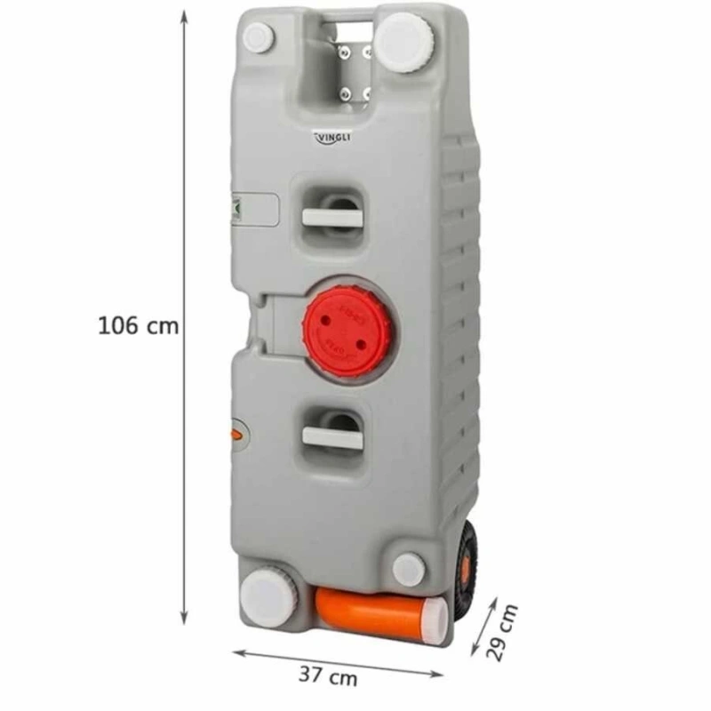 Porvaletti Portatif Tekerlekli Su Tankı 75L, Göstergeli