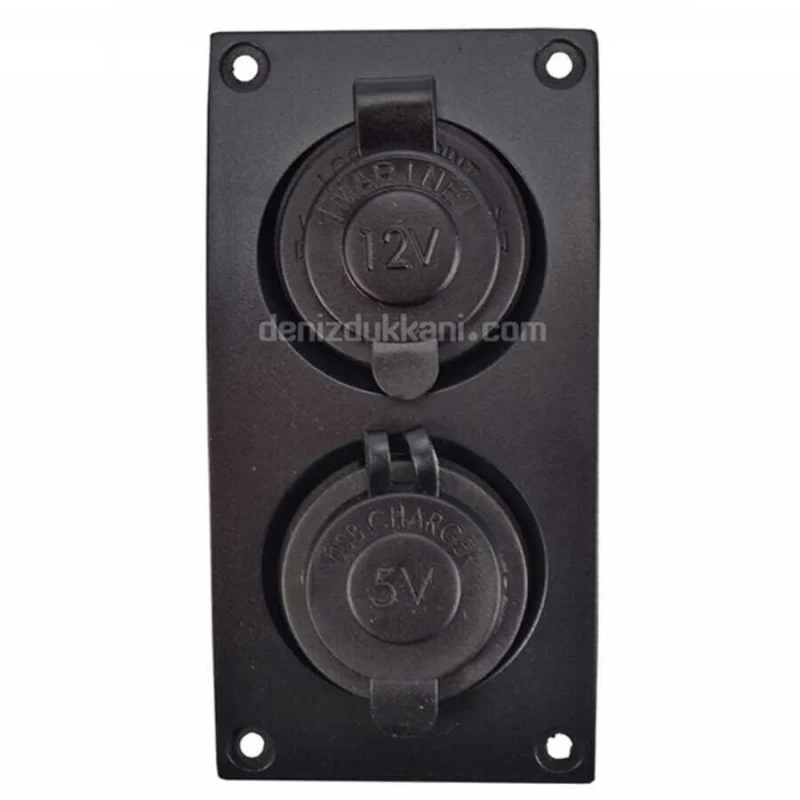 Su Geçirmez 12V Çakmak Soketi ve İkili USB Soketi Sigortalı
