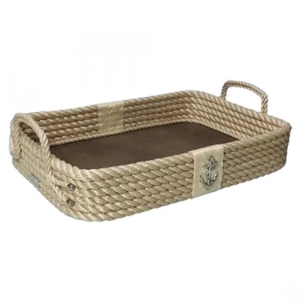 CaptainRA Deri Tabanlı Tepsi (Dikdörtgen) Bej