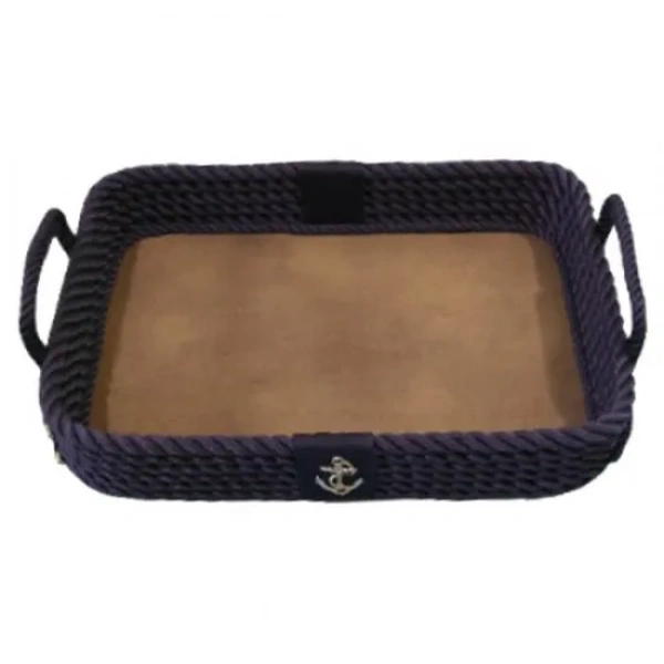 CaptainRA Deri Tabanlı Tepsi (Dikdörtgen) Lacivert